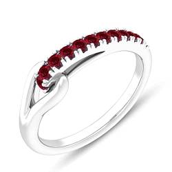 Vml Jewellers Erstellter runder facettierter Rubin-Cz-Ring aus Stein – 925er massiver Silberring Roter Rubin-Cz-Edelstein-Ring – Heim- und Wohngeschenk für den Ehemann von Vml Jewellers