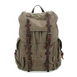 Vmokki Tagesrucksack Wanderrucksack Schulrucksack Canvas Groß Rucksack mit Kordelzug Damen Herren für Freizeit Uni Reise Outdoor 30L (Grün) von Vmokki