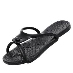 Hausschuhe faltbar Damen Herren Haus Sandalen tragbar rutschfest für Sommer Strand Badezimmer Reise, Schwarz , Medium von Vnnigmn