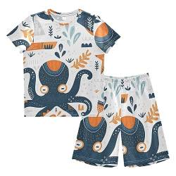 Blauer Oktopus Cartoon Tapete Badeanzug Jungen Badeshorts Sport T-Shirts und Shorts für Mädchen Strandkinder von Vnurnrn