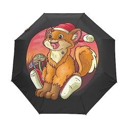 Ccute Kleine Fuchs Weihnachten Regenschirm Taschenschirm Kinder Jungen Mädchen UV-Schutz Auf-Zu Automatik Umbrella Verstärkt Winddichte Zusammenklappbar von Vnurnrn