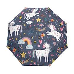 Kirin Stern Mondwolke Regenschirm Taschenschirm Kinder Jungen Mädchen UV-Schutz Auf-Zu Automatik Umbrella Verstärkt Winddichte Zusammenklappbar von Vnurnrn