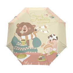 Kleiner Bär Süß Baby Warm Cartoon Regenschirm Taschenschirm Kinder Jungen Mädchen UV-Schutz Auf-Zu Automatik Umbrella Verstärkt Winddichte Zusammenklappbar von Vnurnrn