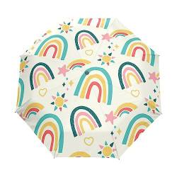 Regenbogen Sonne Baby Geschenkstern Regenschirm Taschenschirm Kinder Jungen Mädchen UV-Schutz Auf-Zu Automatik Umbrella Verstärkt Winddichte Zusammenklappbar von Vnurnrn
