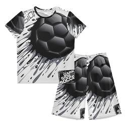 Schwarzer Fußball Fußball Badeanzug Jungen Badeshorts Sport T-Shirts und Shorts für Mädchen Strandkinder von Vnurnrn