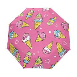 Sommer-Eiscreme Geschenke Regenschirm Taschenschirm Kinder Jungen Mädchen UV-Schutz Auf-Zu Automatik Umbrella Verstärkt Winddichte Zusammenklappbar von Vnurnrn