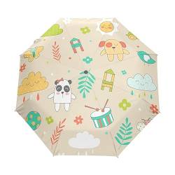 Süße Kleine Hund Tiere Baby Regenschirm Taschenschirm Kinder Jungen Mädchen UV-Schutz Auf-Zu Automatik Umbrella Verstärkt Winddichte Zusammenklappbar von Vnurnrn