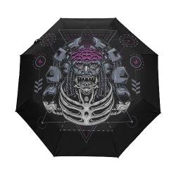 Tiermonster Mechanische Knochen Regenschirm Taschenschirm Kinder Jungen Mädchen UV-Schutz Auf-Zu Automatik Umbrella Verstärkt Winddichte Zusammenklappbar von Vnurnrn