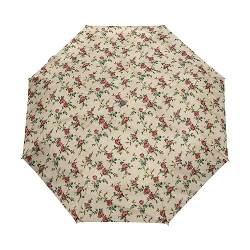 Vintage Gelbe Blütenbrüche Regenschirm Taschenschirm Kinder Jungen Mädchen UV-Schutz Auf-Zu Automatik Umbrella Verstärkt Winddichte Zusammenklappbar von Vnurnrn