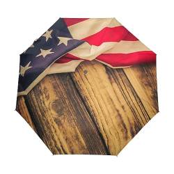 Vintage Us-Flagge Regenschirm Taschenschirm Kinder Jungen Mädchen UV-Schutz Auf-Zu Automatik Umbrella Verstärkt Winddichte Zusammenklappbar von Vnurnrn