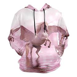 Vnurnrn Aquarell Einhorn Pferd Tier Kapuzenpullover Sport Kapuzenpulli Herren Pullover 3D Druck Hoodie Sweatshirt Kapuzenjacke für Mädchen Jungen von Vnurnrn