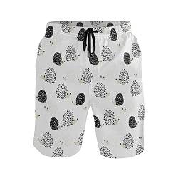 Vnurnrn Kunst Schwarz Weiß Baby Igel Herren Badeshorts Badehose mit Mesh-Futter Boardshorts für Männer Surf Schwimmhose Sporthose von Vnurnrn