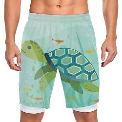 Vnurnrn Schildkröten Badeshorts Badehose Sporthose Boardshorts mit Mesh-Futter für Jungs Männer von Vnurnrn