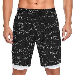 Vnurnrn Schwarze Mathematische Physikalische Formel Badeshorts Badehose Sporthose Boardshorts mit Mesh-Futter für Jungs Männer von Vnurnrn