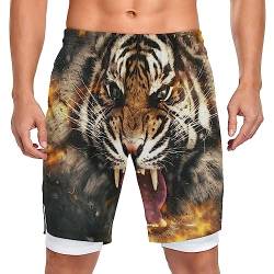 Vnurnrn Wütende Tiger Badeshorts Badehose Sporthose Boardshorts mit Mesh-Futter für Jungs Männer von Vnurnrn