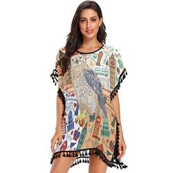 Vogel Großbritannien Big Ben Damen Strandkleid Bikini Cover Up Sommer Chiffon Bademode Strand Vertuschen Shirt von Vnurnrn