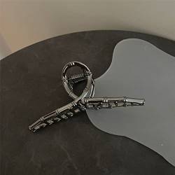 Krallenclips, Haarkrallen, Haifischclips, Niche Halteklammer aus schwarzem Metall, Netz, roter Hinterkopf, große Haifischklammer, Haarnadel 010, vier Griffe (Color : 08 Textured cross) von VoOqo