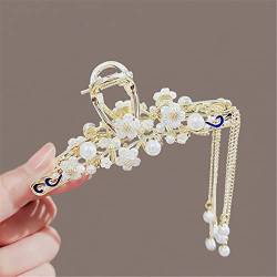 Krallenclips, Haarkrallen, Haifischclips, Retro Perle Blume Quaste Große Greif Clip Koreanische Haar Fangen Hai Clip Haarnadel Haar Zubehör (Color : TS5324 1) von VoOqo