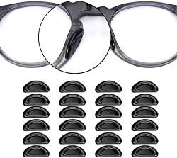 Voarge 24 Stück Klebstoff Augen Brille Nasen Pads, D Form Stick auf Anti-Rutsch Weiche Silikon, Rutschfeste Selbstklebende Nasenpads, brillenpads Silikon Ovale 15 mm (Schwarz) von Voarge