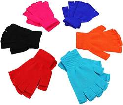 Voarge 6 Paar warme Winterhandschuhe, fingerlose Handschuhe mit halben Fingern, halbfingerlose Strickhandschuhe (mehrfarbig) von Voarge