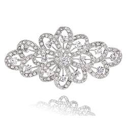 Voarge Corsage Diamant Kristall Brosche Brosche für Damen Kristall 4 Zoll Blume Filigrane Hochzeit, M, Legierung, Legierung von Voarge