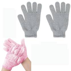 Voarge Peeling-Handschuhe, Körperpeeling-Handschuhe, für Erwachsene und Kinder, für Dusche, Spa, Massage, Entferner abgestorbener Hautzellen (Grau+Rosa) von Voarge