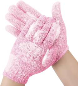 Voarge Peeling-Handschuhe, Körperpeeling-Handschuhe, für Erwachsene und Kinder, für Dusche, Spa, Massage, Entferner abgestorbener Hautzellen (Rosa) von Voarge