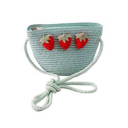 Voberry Mädchen Rattan Schulter Crossbody Taschen Handtasche Schulter Geldbörse Blume Umhängetasche Strohsack Sommer Blumen Stroh Tasche Strand Gewebte Tasche VOB01, Light Blau, Einheitsgröße von Voberry