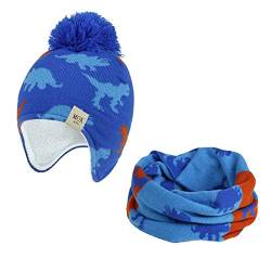 Vobozeany Kinder Wintermütze Schal Set Winter Beanie Mütze Nackenwärmer Halstuch Strickmütze mit Fleecefutter Set Mütze & Schal von Vobozeany