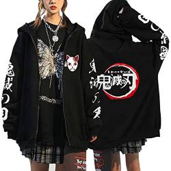 Anime Kleidung Jacke - Y2K Zip Up Hoodie Vintage Gothic Harajuku Kapuzenjacke (Black3,L,L) von Vocha
