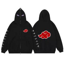 Anime Kleidung Jacke - Y2K Zip Up Hoodie Vintage Gothic Harajuku Kapuzenjacke (Black3,L,L) von Vocha