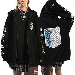 Anime Kleidung Jacke - Y2K Zip Up Hoodie Vintage Harajuku Kapuzenjacke (Black4,3XL,3XL) von Vocha