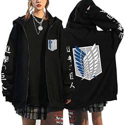 Anime Kleidung Jacke - Y2K Zip Up Hoodie Vintage Harajuku Kapuzenjacke (Black5,S,S) von Vocha