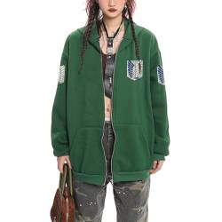 Anime Kleidung Jacke - Y2K Zip Up Hoodie Vintage Harajuku Kapuzenjacke (Green,3XL,3XL) von Vocha