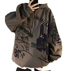 Hoodie Pullover Graffiti - Gothic Grunge Vintage Harajuku Streetwear (Gray,L,L) von Vocha