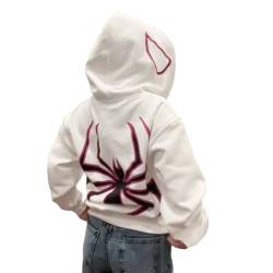 Y2k Zip Up Hoodie Spider Grunge Vintage Gothic Pullover Kapuzenjacke Halloween (Weiß,M,M) von Vocha