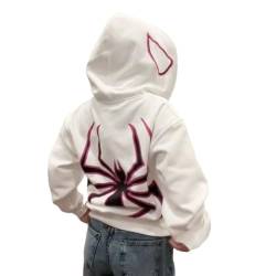 Y2k Zip Up Hoodie Spider Grunge Vintage Gothic Pullover Kapuzenjacke Halloween (White,L,L) von Vocha