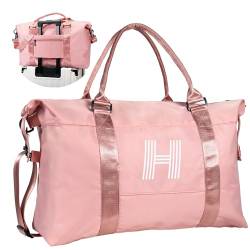 Vogewood Reisetasche, Sporttasche, personalisierbar, Wochenendtasche, Monogramm, Übernachtungstasche, Brieftasche, Pink, H, Reisetasche mit Trolleyhülle von Vogewood