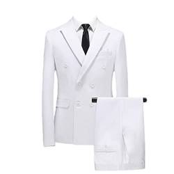 Herren Business zweireihiger Anzug Mantel Slim Hochzeit 2 Stück Blazer Jacke Hose Hose, weiß, XL von Vogrtcc