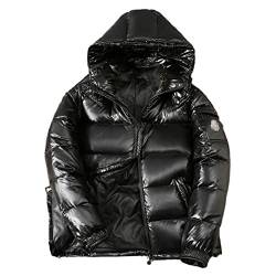 Hut Abnehmbare Herren weiße Entendaunenjacke Warm Kapuze Dicker Puffer Mantel Casual Parka, Schwarz L118, XL von Vogrtcc