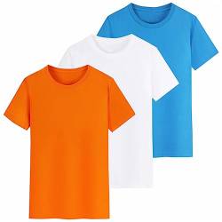 T-Shirts Aus 100% Baumwolle Für Herren 3Er-Pack Sommer Lässig Schmal Geschnitten T-Shirts Einfarbig Lockere Passform von Vogrtcc