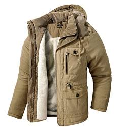 Winter-Parka für Herren, Outdoor-Parka, warm, Cargo-Jacke, Windjacke, Outwear, Parkas, Khaki 3256, L von Vogrtcc