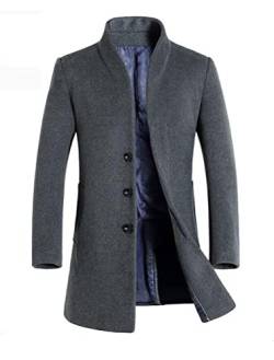 Vogstyle Herren Winter Slim Fit Wollmantel Business Überzieher Schlank Lange Windbreaker Jacken Dick Grau M von Vogstyle