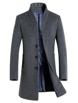 Vogstyle Herren Winter Slim Fit Wollmantel Business Überzieher Schlank Lange Windbreaker Jacken Grau L von Vogstyle