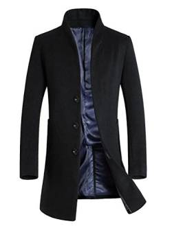 Vogstyle Herren Winter Slim Fit Wollmantel Business Überzieher Schlank Lange Windbreaker Jacken Schwarz L von Vogstyle