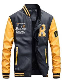 Vogstyle Herren Winterjacke Bomberjacke Fliegerjacke Freizeit Reißverschluss Jacken Mantel Yellow L von Vogstyle