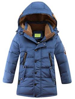 Vogstyle Jungen Winterjacke mit Kapuze Jacken Blouson Kinder Kapuzenparka Warm Blouson Wintermantel, Blau, 120-130 (Herstellergröße: 130) von Vogstyle