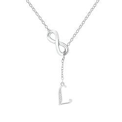 8-förmige Quasse-Silber-Anfangskette für Frauen Silber-Halsketten für Frauen A-Z-26-Buchstaben-Anfangskette für jugendlich Junge Mädchen Ketten Herzen (L, One Size) von Vohiko