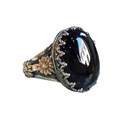 Art- und Weiseeleganter schwarzer -Schmuck-Relief-Skulptur-Ring-Schmuck-verlobter Ring für Frauen Ringe Mit Gravur Für Gold (Black, 10) von Vohiko