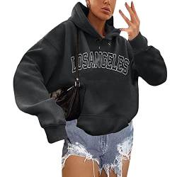 Damen Frauen Teenager Mädchen Oversize Kapuzenpullover Cool Langarm Pulli Pullover Sweatshirt Sport Hoodies Top Promise Langarmshirt Boyfriend Streetwear Herbst Winter Freizeit von Vohiko